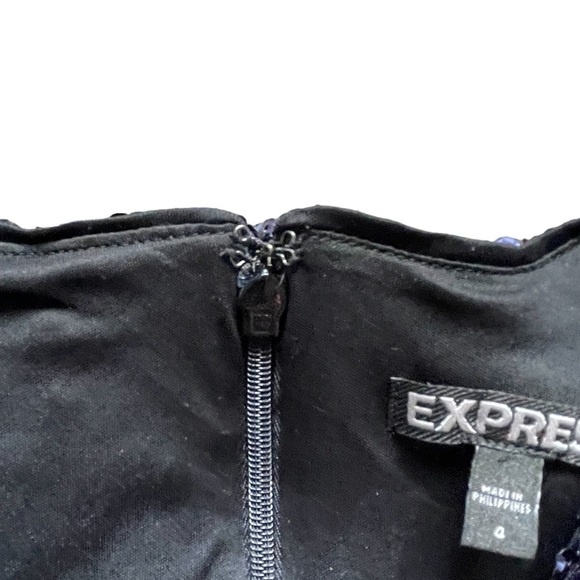 Express | Navy Blue Sequins, Bodycon Mini Cocktail Dress, Size 4 - Picture 9 of 13